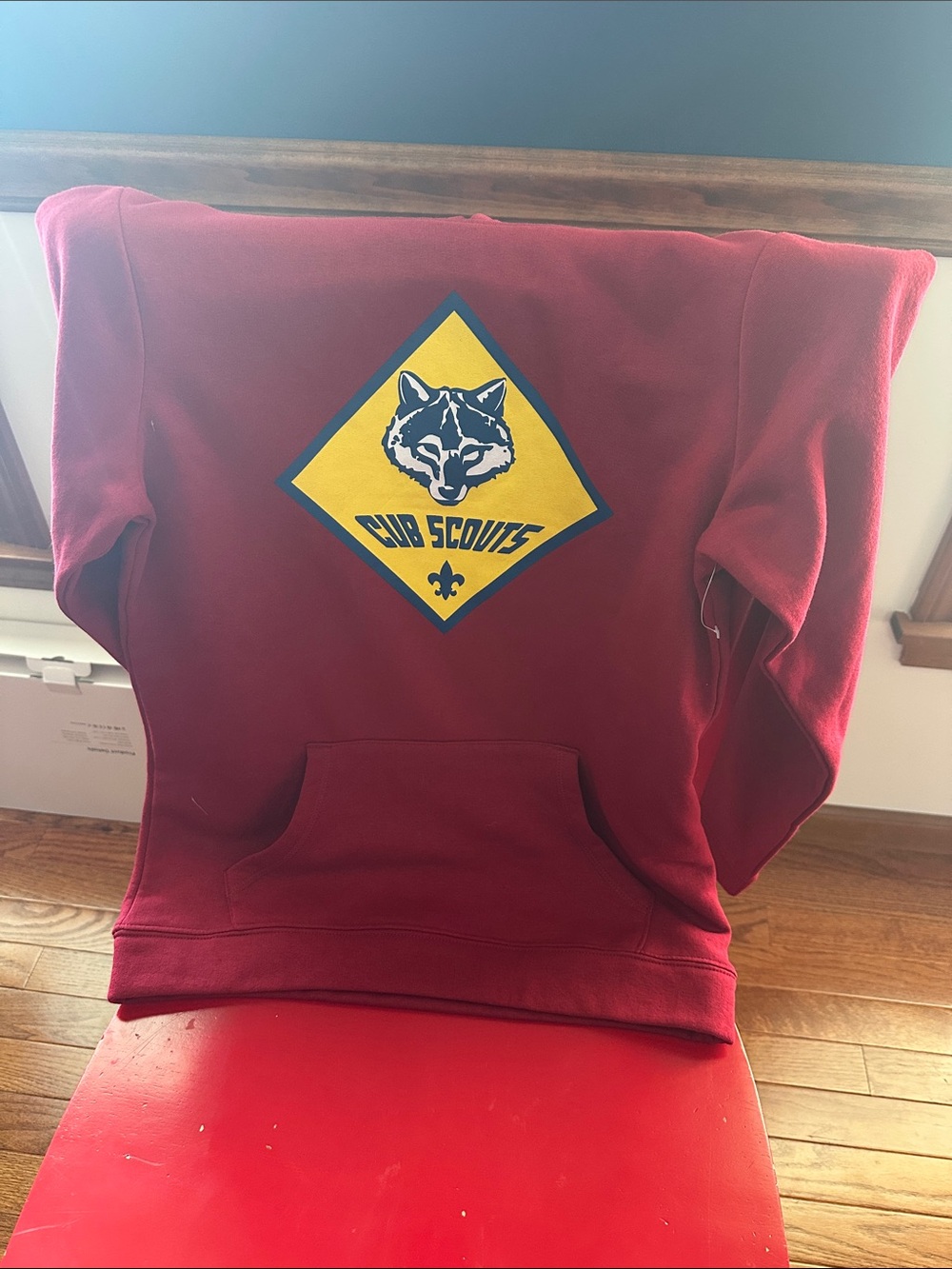 Cub Scouts Maroon Pullover Hoodie with Wolf Emblem